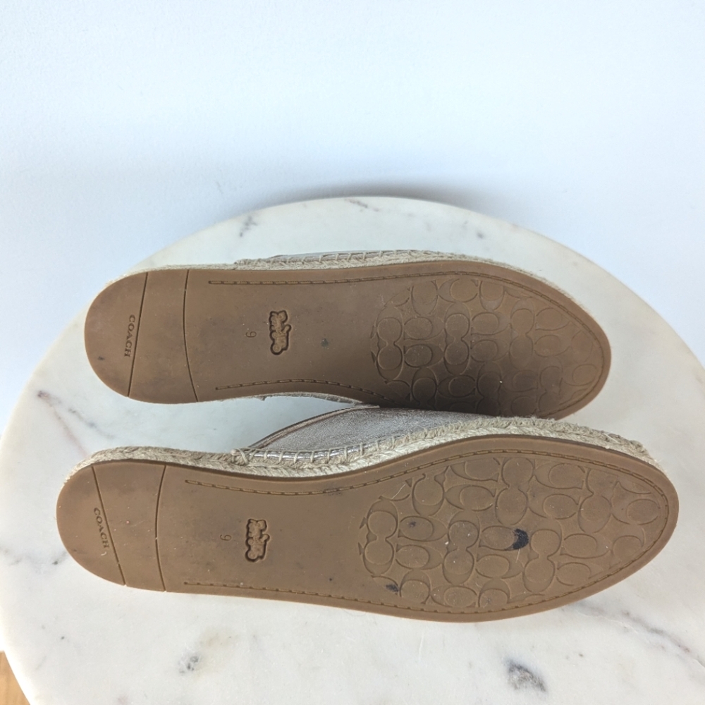 Coach Cassidy Metallic Leather Slip On Espadrille Mules - Picture 11 of 12